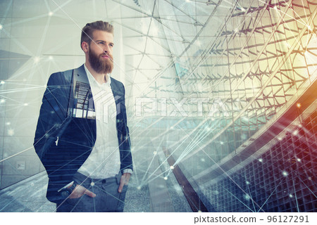 Businessman looks far for the future. Concept of innovation and startup 96127291