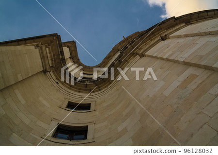 Look up view along the wall National Pantheon at sunset, Lisbon, Poetugal Look up view along the wall National Pantheon at sunset, Lisbon, Poetugal 96128032
