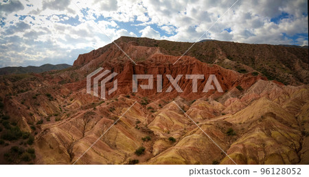 Panorama of Skazka aka Fairytale canyon, Issyk-Kul, Kyrgyzstan 96128052