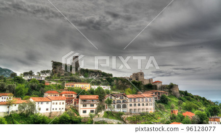 Landscape with ruins of Kruje castle, Albania Landscape with ruins of Kruje castle, Albania 96128077