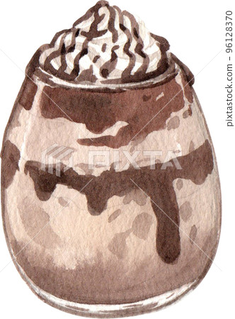 Chocolate Sweet Dessert And Drink Icons Watercolor 96128370