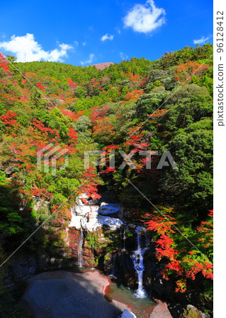 [德島縣]紅葉高峰時的音力瀑布 96128412