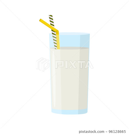 Glass of milk. Elements for design farm products, healthy food. Flat vector illustration. 96128665