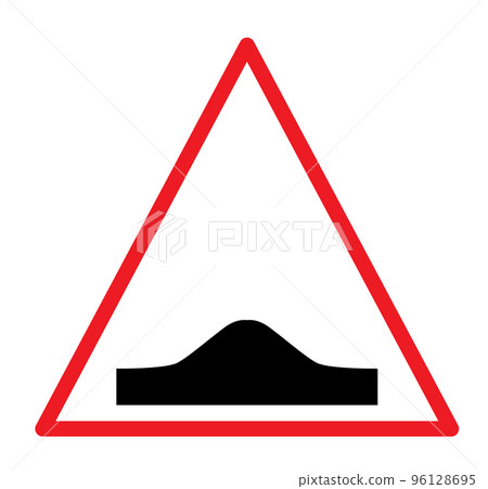 Speed bump warning sign. Road bump icon on white background. flat style.  Speed bump warning sign. Road bump icon on white background. flat style.  96128695