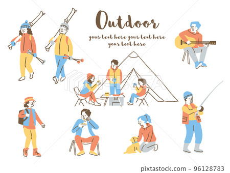 People playing outdoors _ set _ color 96128783