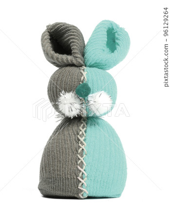 Two tone toy bunny, isolated on white Two tone toy bunny, isolated on white 96129264