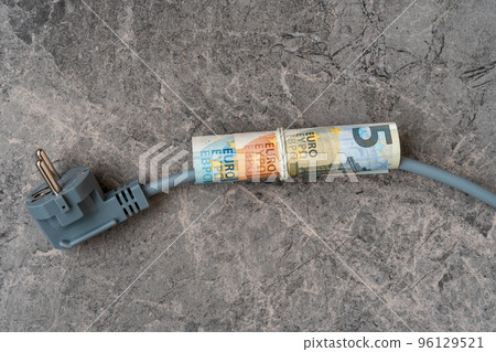 Electric cord with a roll of Euro currency 96129521