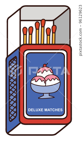 Matchbox graphic with match sticks in Isometric Illustration style. 96129623