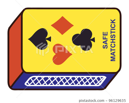 Matchbox Illustration with Playing Card Deck Print Matchbox Illustration with Playing Card Deck Print 96129635