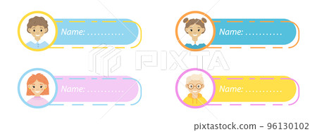 Kids name tags for School. Sticker set with name tags. Kids name tags for School. Sticker set with name tags. 96130102