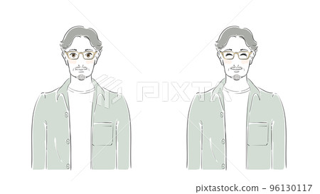 Fashionable men in their 50s Multiple patterns front face smile Fashionable men in their 50s Multiple patterns front face smile 96130117