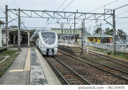 Express Thunderbird departing from Hakui Station Express Thunderbird departing from Hakui Station 96130495