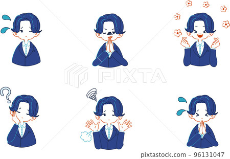 西裝人物各種面部表情的插圖集 96131047