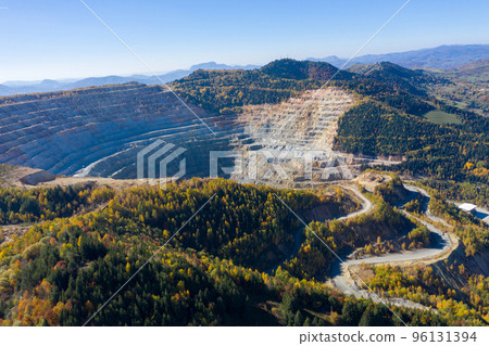 Aerial view of Rosia Poieni open pit copper mine, Romania 96131394