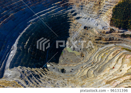 Aerial view of Rosia Poieni open pit copper mine, Romania 96131396