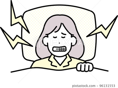 睡覺時磨牙的女人的插圖素材 96131553
