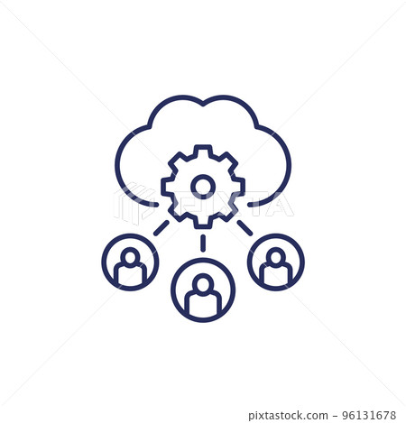 process user data in cloud line icon 96131678