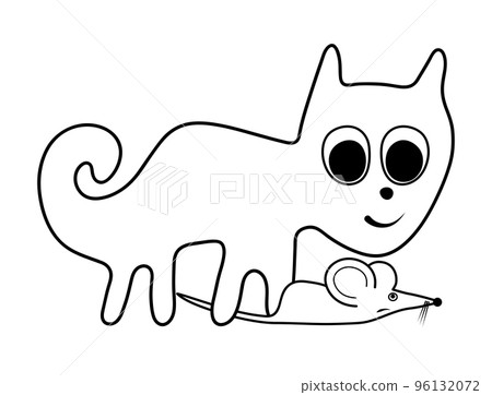 Cat and mouse - a paraphrase of the famous geoglyph The Cat from Nazca Cat and mouse - a paraphrase of the famous geoglyph The Cat from Nazca 96132072