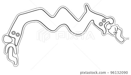 Two-headed snake devouring two humanoid figure Two-headed snake devouring two humanoid figure 96132090
