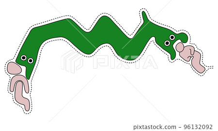 Two-headed snake devouring two humanoid figure 96132092