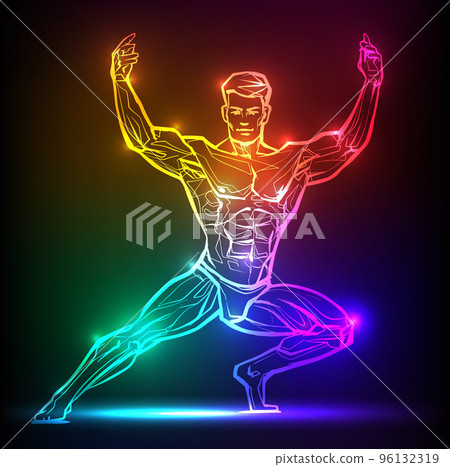 Bodybuilder muscle man, fitness posing. Bodybuilder muscle man, fitness posing. 96132319