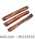 Cinnamon Watercolor. Isolate. Illustration for clipart. Designed for menus, culinary blogs, packaging, textiles, web design, sites, stickers, invitations, patterns, logos. Drawn by hand. 96132918