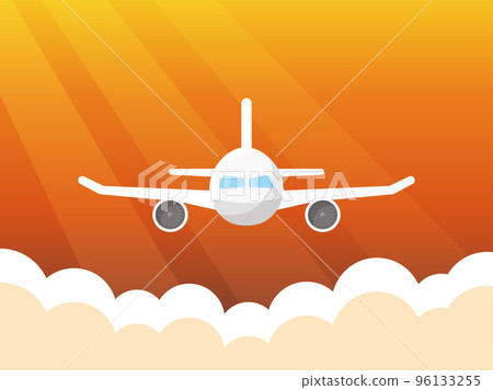 Sunset sky, airplane and sunshine Sunset sky, airplane and sunshine 96133255