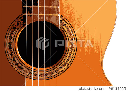 Close up image of spanish or acoustic guitar with copy space 96133635