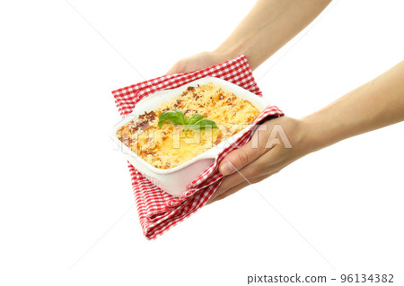 Concept of delicious Italian cuisine food - Lasagna, isolated on white background 96134382