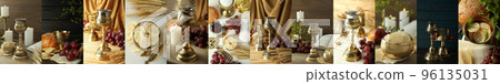 Photo collage of Eucharist concept with different accessories Photo collage of Eucharist concept with different accessories 96135031