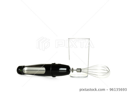 Concept of cooking accessories with blender, isolated on white background Concept of cooking accessories with blender, isolated on white background 96135693