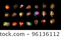 Colorful assorted fireworks selection on a black background. 96136112