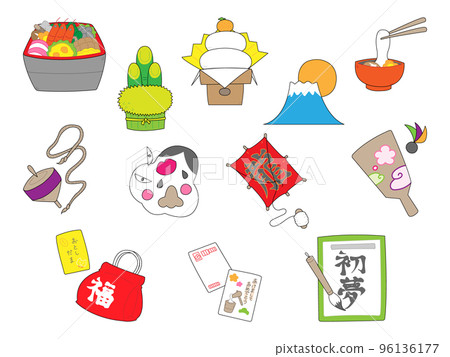 新年簡單手繪插畫素材 新年簡單手繪插畫素材 96136177