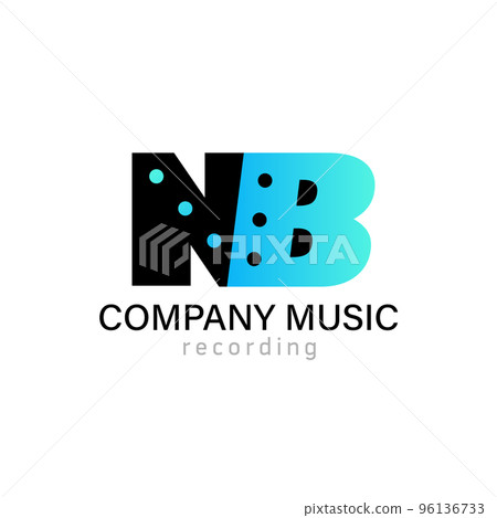 Initial Letter NB. Logo with dot. Black and blue sign Design Element. 96136733