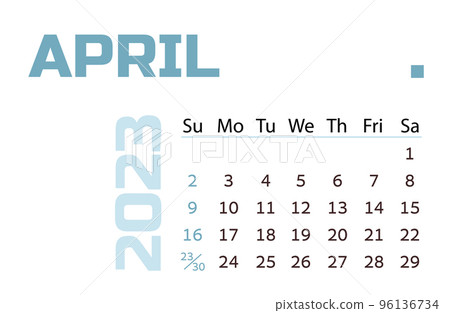 Calendar for the month of april 2023. blue Horizontal calendar Calendar for the month of april 2023. blue Horizontal calendar 96136734