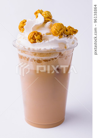Popcorn milkshake isolated on white background 96138864
