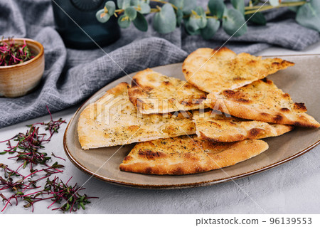 baked traditional Italian focaccia bread baked traditional Italian focaccia bread 96139553