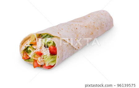 shawarma with chicken on white background shawarma with chicken on white background 96139575