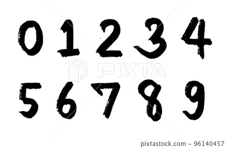 Set of collection number alphabet hand drawn with ink, grunge, brush for decoration, drawing, element, writing Set of collection number alphabet hand drawn with ink, grunge, brush for decoration, drawing, element, writing 96140457