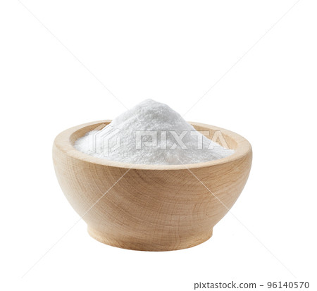 baking soda in a wooden bowl isolated on white background. baking soda in a wooden bowl isolated on white background. 96140570