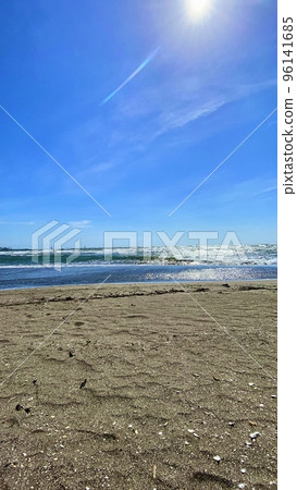 A beautiful beach seen from a stroll along Yuigahama Beach 96141685