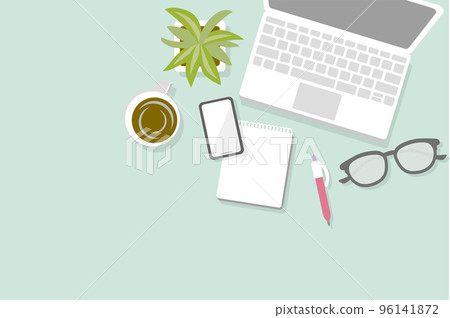 Remote work illustration of working from a room or cafe 96141872
