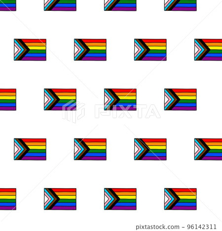 progress pride flag seamless doodle pattern, vector color line illustration progress pride flag seamless doodle pattern, vector color line illustration 96142311