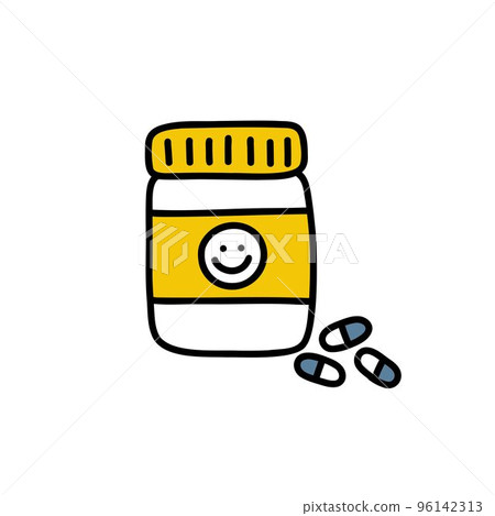 antidepressants doodle icon, vector color line illustration antidepressants doodle icon, vector color line illustration 96142313