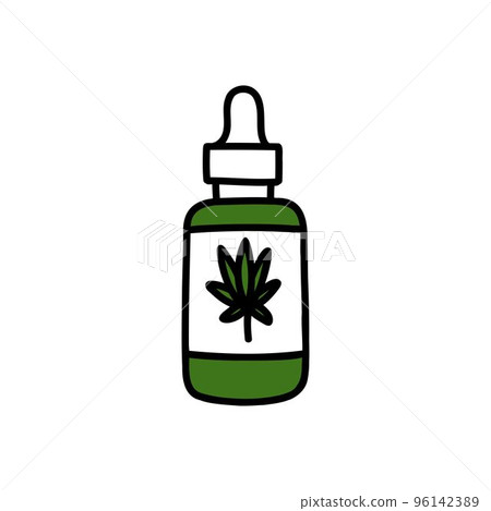 cbd oil doodle icon, vector color line illustration 96142389