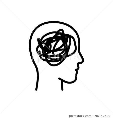 anxiety doodle icon, vector color line illustration anxiety doodle icon, vector color line illustration 96142399