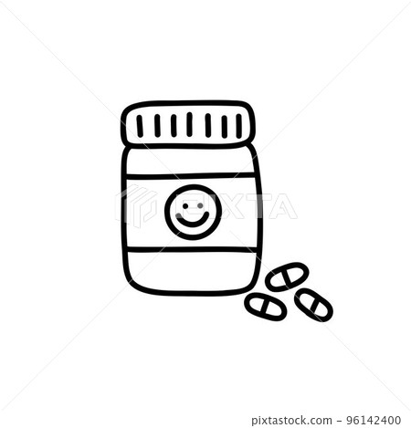 antidepressants doodle icon, vector color line illustration antidepressants doodle icon, vector color line illustration 96142400