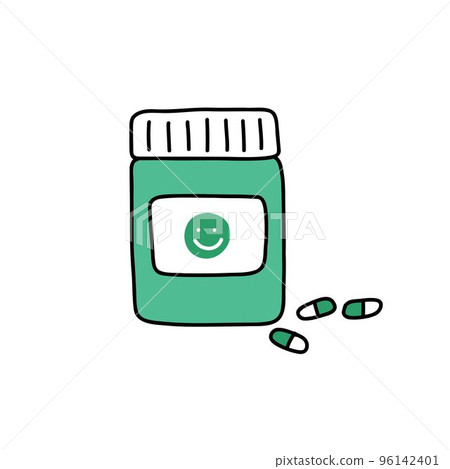 antidepressants doodle icon, vector color line illustration 96142401