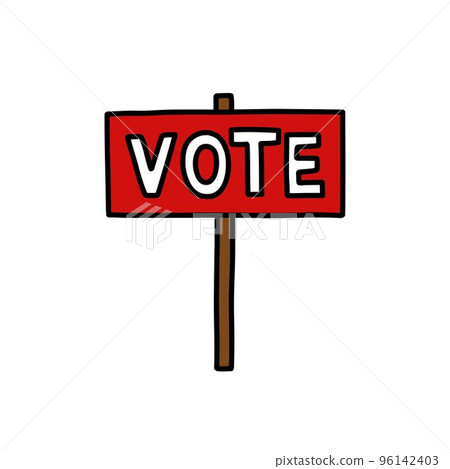 vote doodle icon, vector color line illustration vote doodle icon, vector color line illustration 96142403