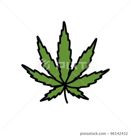 marijuana leaf doodle icon, vector color line illustration marijuana leaf doodle icon, vector color line illustration 96142432